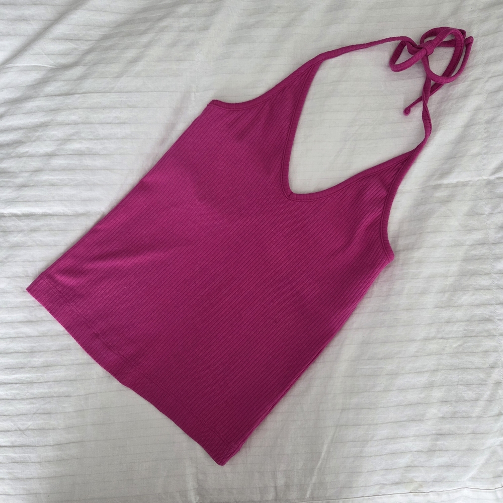 Old Navy Fuchsia Ribbed Halter Tank Top